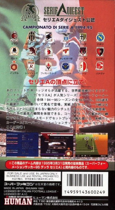 Super Formation Soccer 95 della Serie A — Box back