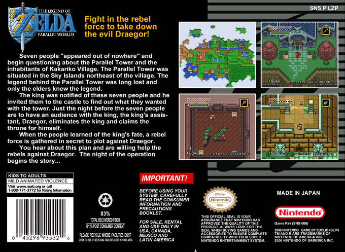 The Legend of Zelda : Parallel Worlds — Box back