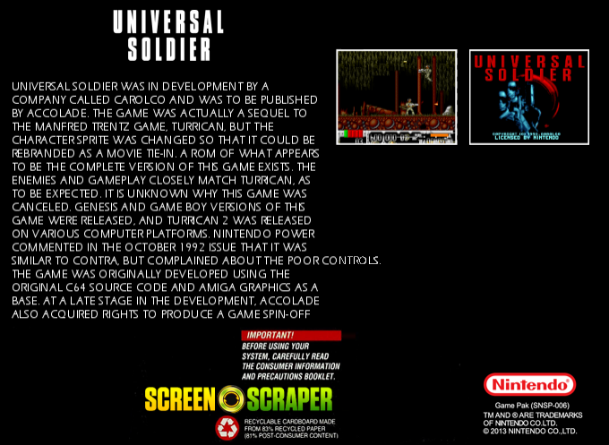 Universal Soldier — Box back