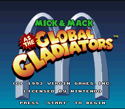 Mick & Mack as the Global Gladiators — Title screen
