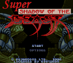 Super Shadow of the Beast — Title screen